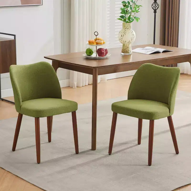 Set di 4/6 Sedie da Pranzo Wingback, Rivestite in Lino o Pelle PU, Gambe in Legno, Piedini Livellabili, Sedie per Cucina, Sala da Pranzo, Casa, Soggiorno