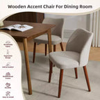 Set di 4/6 Sedie da Pranzo Wingback, Rivestite in Lino o Pelle PU, Gambe in Legno, Piedini Livellabili, Sedie per Cucina, Sala da Pranzo, Casa, Soggiorno
