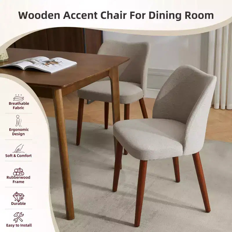 Set di 4/6 Sedie da Pranzo Wingback, Rivestite in Lino o Pelle PU, Gambe in Legno, Piedini Livellabili, Sedie per Cucina, Sala da Pranzo, Casa, Soggiorno