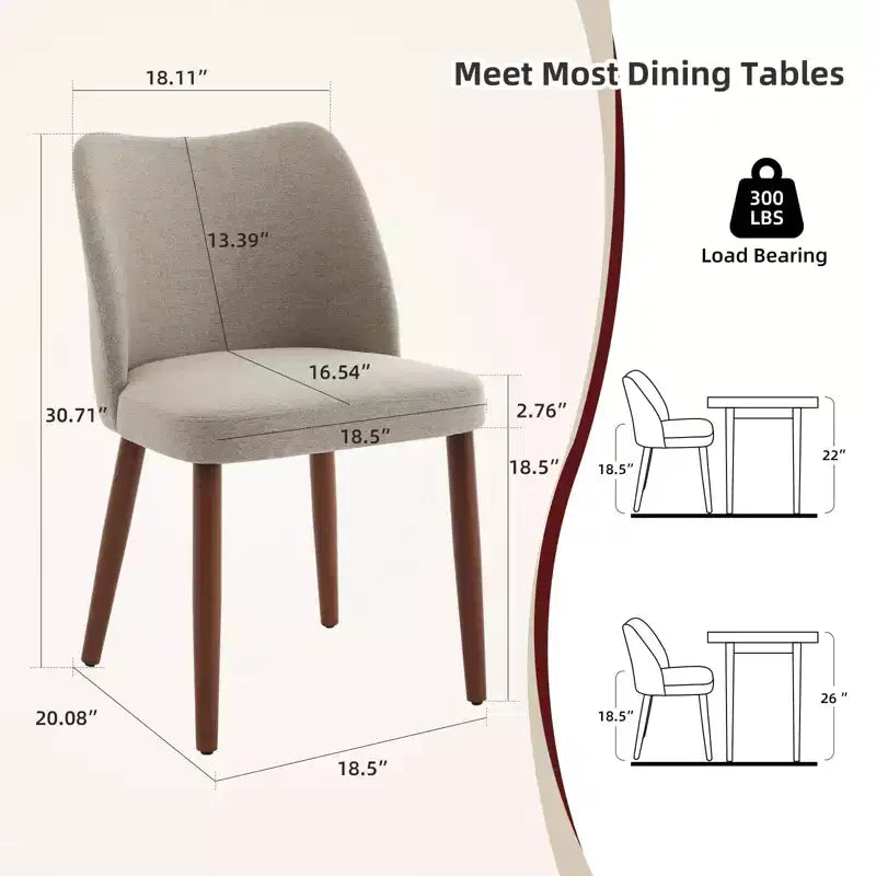 Set di 4/6 Sedie da Pranzo Wingback, Rivestite in Lino o Pelle PU, Gambe in Legno, Piedini Livellabili, Sedie per Cucina, Sala da Pranzo, Casa, Soggiorno