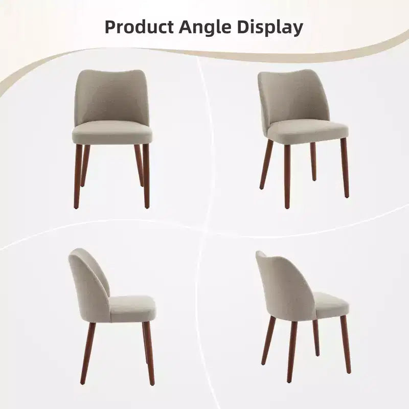 Set di 4/6 Sedie da Pranzo Wingback, Rivestite in Lino o Pelle PU, Gambe in Legno, Piedini Livellabili, Sedie per Cucina, Sala da Pranzo, Casa, Soggiorno