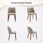 Set di 4/6 Sedie da Pranzo Wingback, Rivestite in Lino o Pelle PU, Gambe in Legno, Piedini Livellabili, Sedie per Cucina, Sala da Pranzo, Casa, Soggiorno
