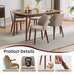 Set di 4/6 Sedie da Pranzo Wingback, Rivestite in Lino o Pelle PU, Gambe in Legno, Piedini Livellabili, Sedie per Cucina, Sala da Pranzo, Casa, Soggiorno