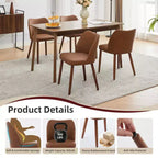 Set di 4/6 Sedie da Pranzo Wingback, Rivestite in Lino o Pelle PU, Gambe in Legno, Piedini Livellabili, Sedie per Cucina, Sala da Pranzo, Casa, Soggiorno