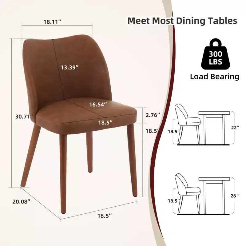 Set di 4/6 Sedie da Pranzo Wingback, Rivestite in Lino o Pelle PU, Gambe in Legno, Piedini Livellabili, Sedie per Cucina, Sala da Pranzo, Casa, Soggiorno