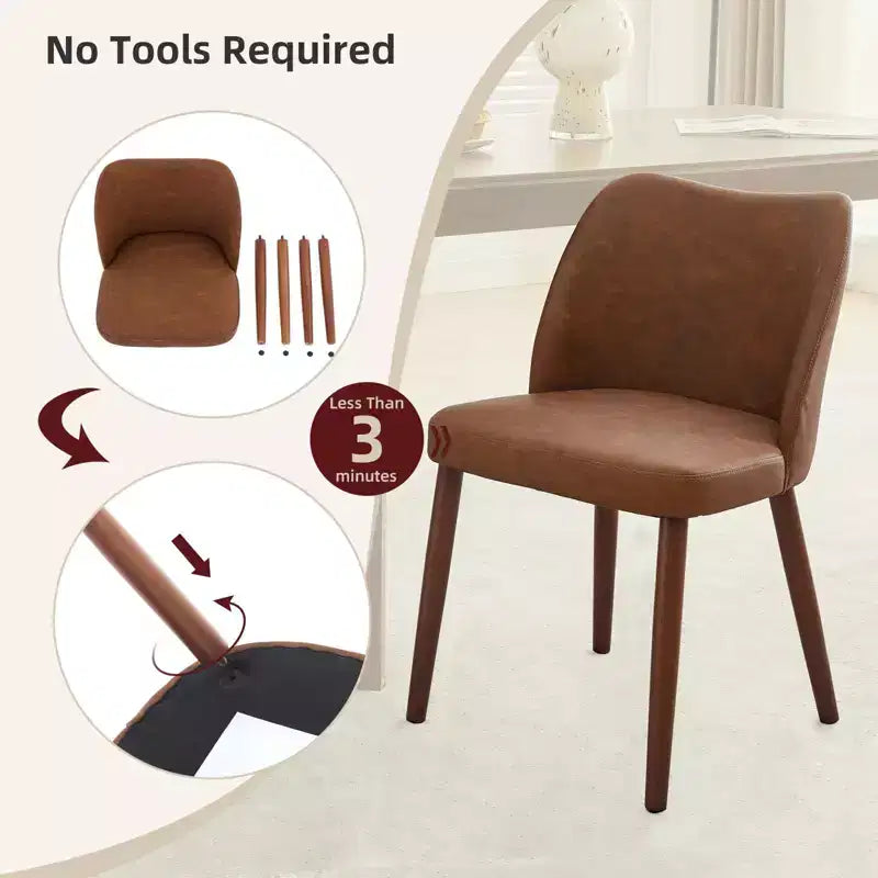 Set di 4/6 Sedie da Pranzo Wingback, Rivestite in Lino o Pelle PU, Gambe in Legno, Piedini Livellabili, Sedie per Cucina, Sala da Pranzo, Casa, Soggiorno