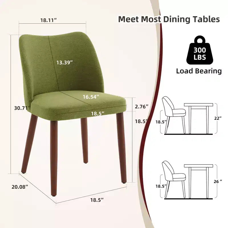 Set di 4/6 Sedie da Pranzo Wingback, Rivestite in Lino o Pelle PU, Gambe in Legno, Piedini Livellabili, Sedie per Cucina, Sala da Pranzo, Casa, Soggiorno