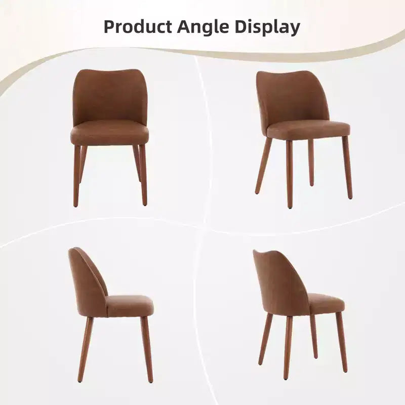 Set di 4/6 Sedie da Pranzo Wingback, Rivestite in Lino o Pelle PU, Gambe in Legno, Piedini Livellabili, Sedie per Cucina, Sala da Pranzo, Casa, Soggiorno