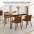 Set di 4/6 Sedie da Pranzo Wingback, Rivestite in Lino o Pelle PU, Gambe in Legno, Piedini Livellabili, Sedie per Cucina, Sala da Pranzo, Casa, Soggiorno