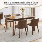 Set di 4/6 Sedie da Pranzo Wingback, Rivestite in Lino o Pelle PU, Gambe in Legno, Piedini Livellabili, Sedie per Cucina, Sala da Pranzo, Casa, Soggiorno