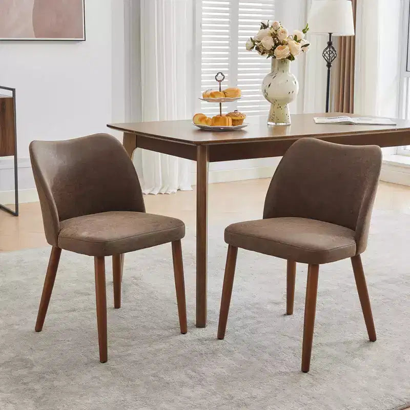 Set di 4/6 Sedie da Pranzo Wingback, Rivestite in Lino o Pelle PU, Gambe in Legno, Piedini Livellabili, Sedie per Cucina, Sala da Pranzo, Casa, Soggiorno