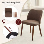 Set di 4/6 Sedie da Pranzo Wingback, Rivestite in Lino o Pelle PU, Gambe in Legno, Piedini Livellabili, Sedie per Cucina, Sala da Pranzo, Casa, Soggiorno