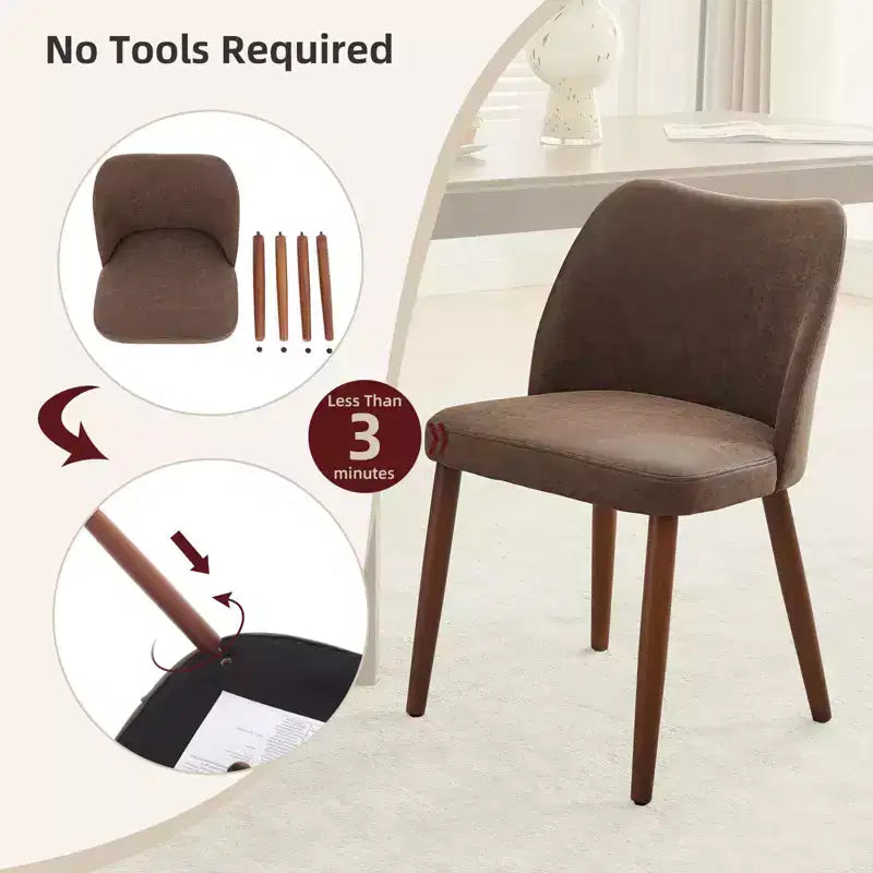 Set di 4/6 Sedie da Pranzo Wingback, Rivestite in Lino o Pelle PU, Gambe in Legno, Piedini Livellabili, Sedie per Cucina, Sala da Pranzo, Casa, Soggiorno