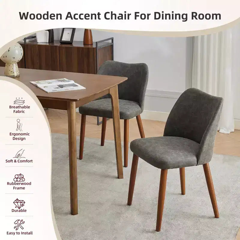Set di 4/6 Sedie da Pranzo Wingback, Rivestite in Lino o Pelle PU, Gambe in Legno, Piedini Livellabili, Sedie per Cucina, Sala da Pranzo, Casa, Soggiorno