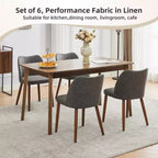 Set di 4/6 Sedie da Pranzo Wingback, Rivestite in Lino o Pelle PU, Gambe in Legno, Piedini Livellabili, Sedie per Cucina, Sala da Pranzo, Casa, Soggiorno