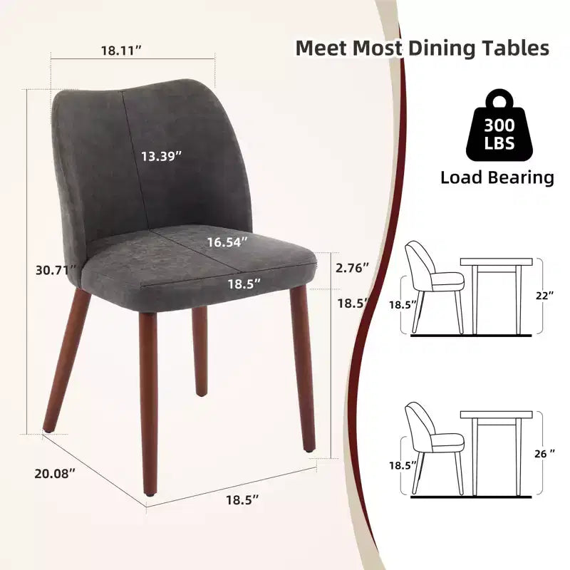 Set di 4/6 Sedie da Pranzo Wingback, Rivestite in Lino o Pelle PU, Gambe in Legno, Piedini Livellabili, Sedie per Cucina, Sala da Pranzo, Casa, Soggiorno