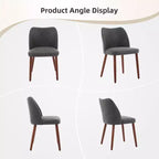 Set di 4/6 Sedie da Pranzo Wingback, Rivestite in Lino o Pelle PU, Gambe in Legno, Piedini Livellabili, Sedie per Cucina, Sala da Pranzo, Casa, Soggiorno