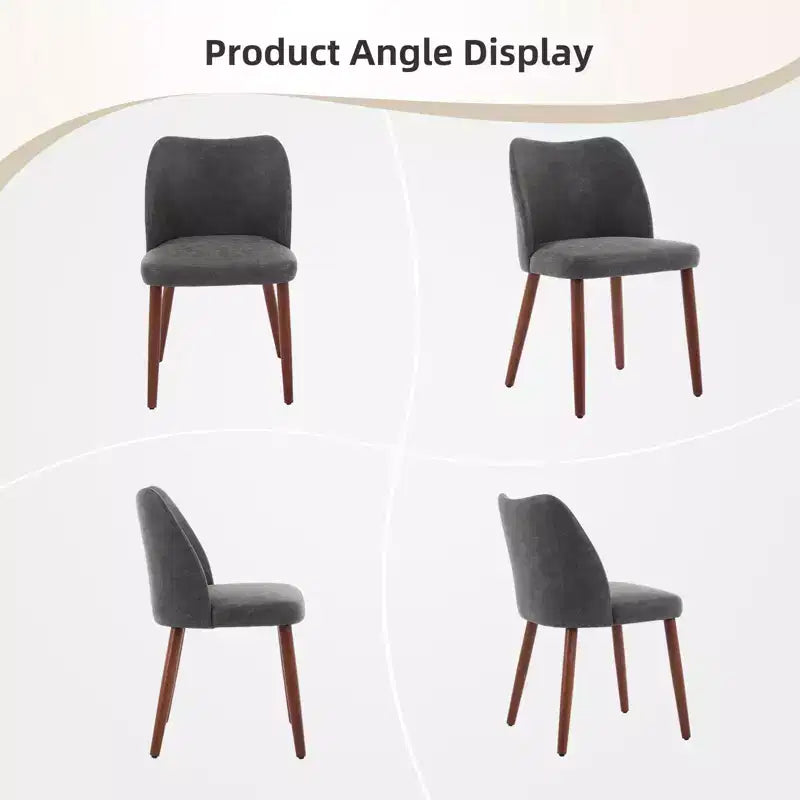 Set di 4/6 Sedie da Pranzo Wingback, Rivestite in Lino o Pelle PU, Gambe in Legno, Piedini Livellabili, Sedie per Cucina, Sala da Pranzo, Casa, Soggiorno