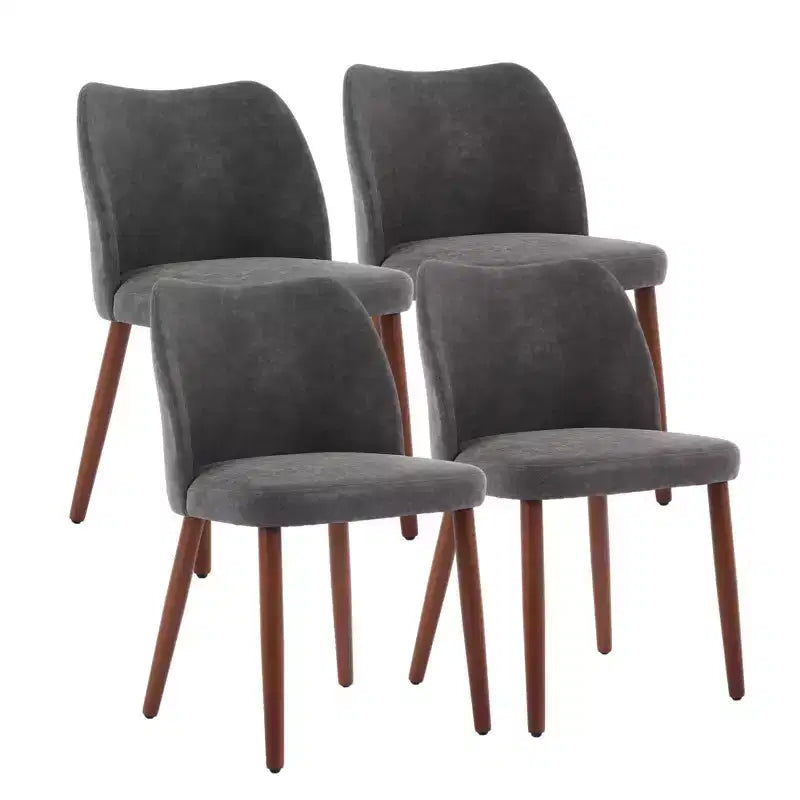 Set di 4/6 Sedie da Pranzo Wingback, Rivestite in Lino o Pelle PU, Gambe in Legno, Piedini Livellabili, Sedie per Cucina, Sala da Pranzo, Casa, Soggiorno