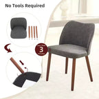Set di 4/6 Sedie da Pranzo Wingback, Rivestite in Lino o Pelle PU, Gambe in Legno, Piedini Livellabili, Sedie per Cucina, Sala da Pranzo, Casa, Soggiorno