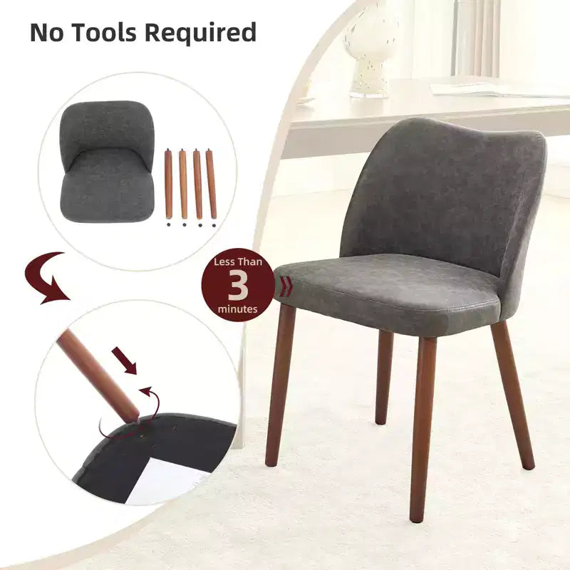 Set di 4/6 Sedie da Pranzo Wingback, Rivestite in Lino o Pelle PU, Gambe in Legno, Piedini Livellabili, Sedie per Cucina, Sala da Pranzo, Casa, Soggiorno