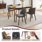 Set di 4/6 Sedie da Pranzo Wingback, Rivestite in Lino o Pelle PU, Gambe in Legno, Piedini Livellabili, Sedie per Cucina, Sala da Pranzo, Casa, Soggiorno