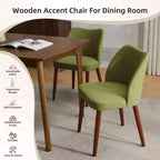 Set di 4/6 Sedie da Pranzo Wingback, Rivestite in Lino o Pelle PU, Gambe in Legno, Piedini Livellabili, Sedie per Cucina, Sala da Pranzo, Casa, Soggiorno