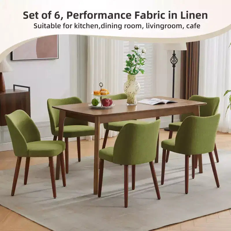 Set di 4/6 Sedie da Pranzo Wingback, Rivestite in Lino o Pelle PU, Gambe in Legno, Piedini Livellabili, Sedie per Cucina, Sala da Pranzo, Casa, Soggiorno