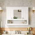 GDFStudio 35 Wall Mounted 3-Door Bathroom Medicine Cabinet with Mirror and Open Shelf