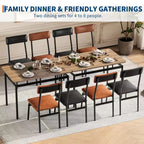 Set da Pranzo 5 Pezzi, Tavolo con Piano in Legno Marrone, Sedie in PU Marrone e Nero Misto, Struttura in Metallo, Salvaspazio, Facile Montaggio, per Cucina/Sala da Pranzo