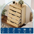 Cassettiera a 5 cassetti, cassettiera moderna alta 48, cassettiera in legno, per soggiorno, corridoio