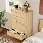 5 Drawers Dresser, 48 High Modern Chest of Drawers, Wood Storage Dresser, for Living Room, Hallway