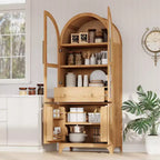 Zeus & Ruta 71 Mobile Dispensa Cucina ad Arco con Ante in Vetro, Ripiani Regolabili, Cassetto Nascosto e Portaspezie Integrato nell'Anta