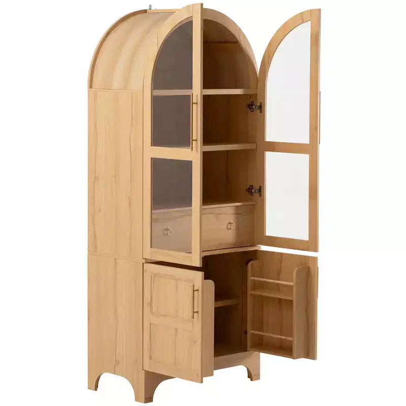 Zeus & Ruta 71 Mobile Dispensa Cucina ad Arco con Ante in Vetro, Ripiani Regolabili, Cassetto Nascosto e Portaspezie Integrato nell'Anta