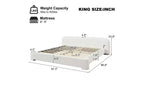 Letto Imbottito in Bouclé Bianco con Morbido Profilo Curvo, Supporto in Legno Resistente e Facile Montaggio per Camere da Letto Moderne e Accoglienti, King