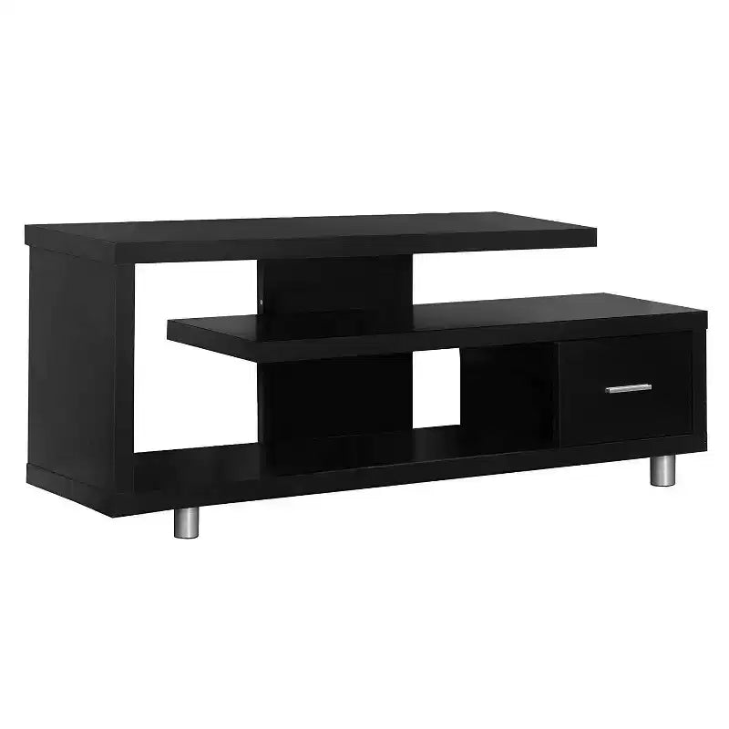Monarch Specialties 60 Inch Modern Art Deco TV Stand with 1 Drawer