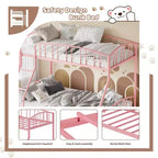 Letto a Castello Salvaspazio Matrimoniale  Telaio in Acciaio Resistente, Ringhiera Curva, Scala, Supporto a Doghe Robuste  Nessuna Rete a Molle Necessaria