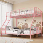 Letto a Castello Salvaspazio Matrimoniale  Telaio in Acciaio Resistente, Ringhiera Curva, Scala, Supporto a Doghe Robuste  Nessuna Rete a Molle Necessaria