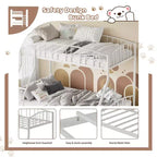 Letto a Castello Salvaspazio Matrimoniale  Telaio in Acciaio Resistente, Ringhiera Curva, Scala, Supporto a Doghe Robuste  Nessuna Rete a Molle Necessaria