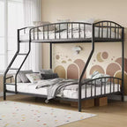 Letto a Castello Salvaspazio Matrimoniale  Telaio in Acciaio Resistente, Ringhiera Curva, Scala, Supporto a Doghe Robuste  Nessuna Rete a Molle Necessaria