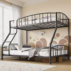 Letto a Castello Salvaspazio Matrimoniale  Telaio in Acciaio Resistente, Ringhiera Curva, Scala, Supporto a Doghe Robuste  Nessuna Rete a Molle Necessaria