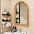 Whisen Arched Decorative Wall Mirror with Natural Oak Wood Frame, Modern Rustic Bathroom Vanity Mirror - Natural Wood