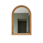 Specchio da parete decorativo ad arco Whisen con cornice in legno di quercia naturale, specchio da bagno moderno rustico - Legno naturale