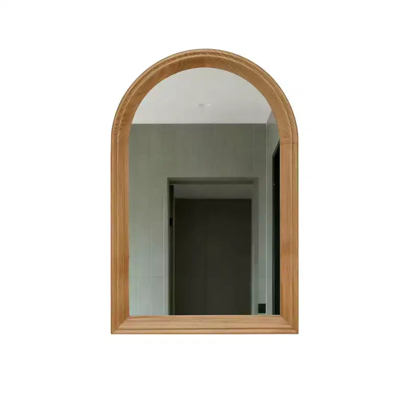 Specchio da parete decorativo ad arco Whisen con cornice in legno di quercia naturale, specchio da bagno moderno rustico - Legno naturale