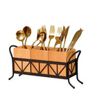 Acacia Wood Utensil Holder, Waterproof Flatware Caddy with 3 Detachable Compartments & Handles, for Party/BBQ