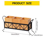 Portautensili in legno di acacia, contenitore portaposate impermeabile con 3 scomparti rimovibili e manici, per feste/barbecue