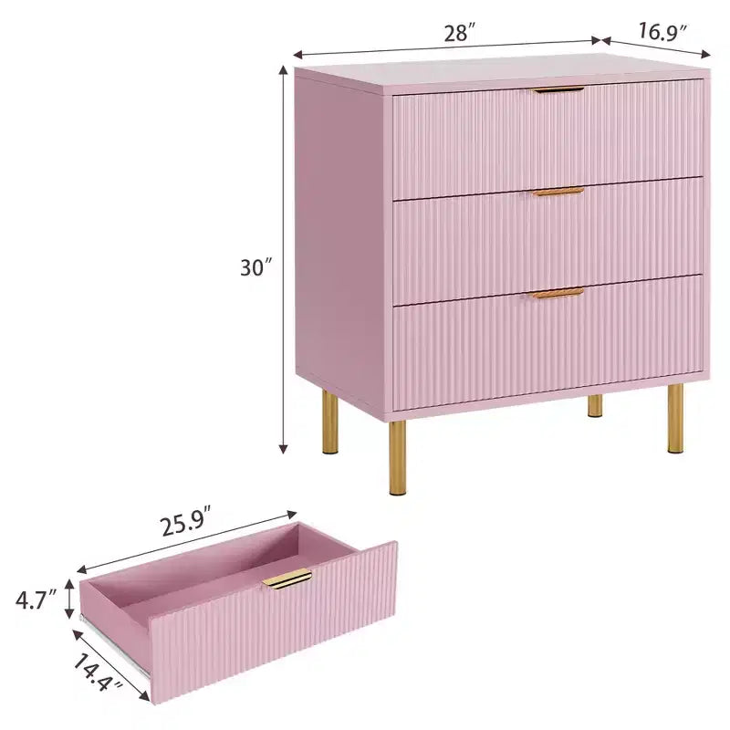 Cassettiera a 3 Cassetti, Comò Contenitore in Legno, Design Moderno, per Soggiorno, Corridoio, Ingresso