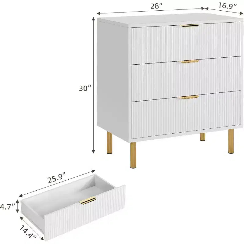 Cassettiera a 3 Cassetti, Comò Contenitore in Legno, Design Moderno, per Soggiorno, Corridoio, Ingresso
