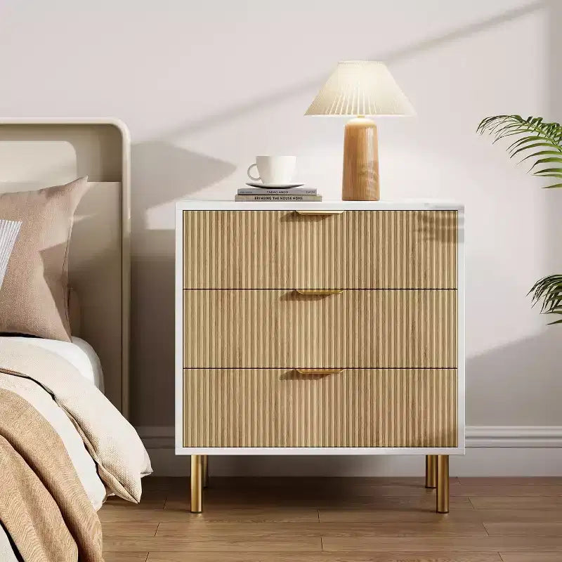 3 Drawer Dresser, Wood Chest Organizer Storage, Modern Design, for Living Room, Hallway, Entryway