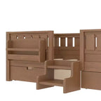 Bellemave Letto a piattaforma con librerie integrate e cassetti portaoggetti, telaio letto a piattaforma in legno massiccio con scala e ringhiere per bambini
